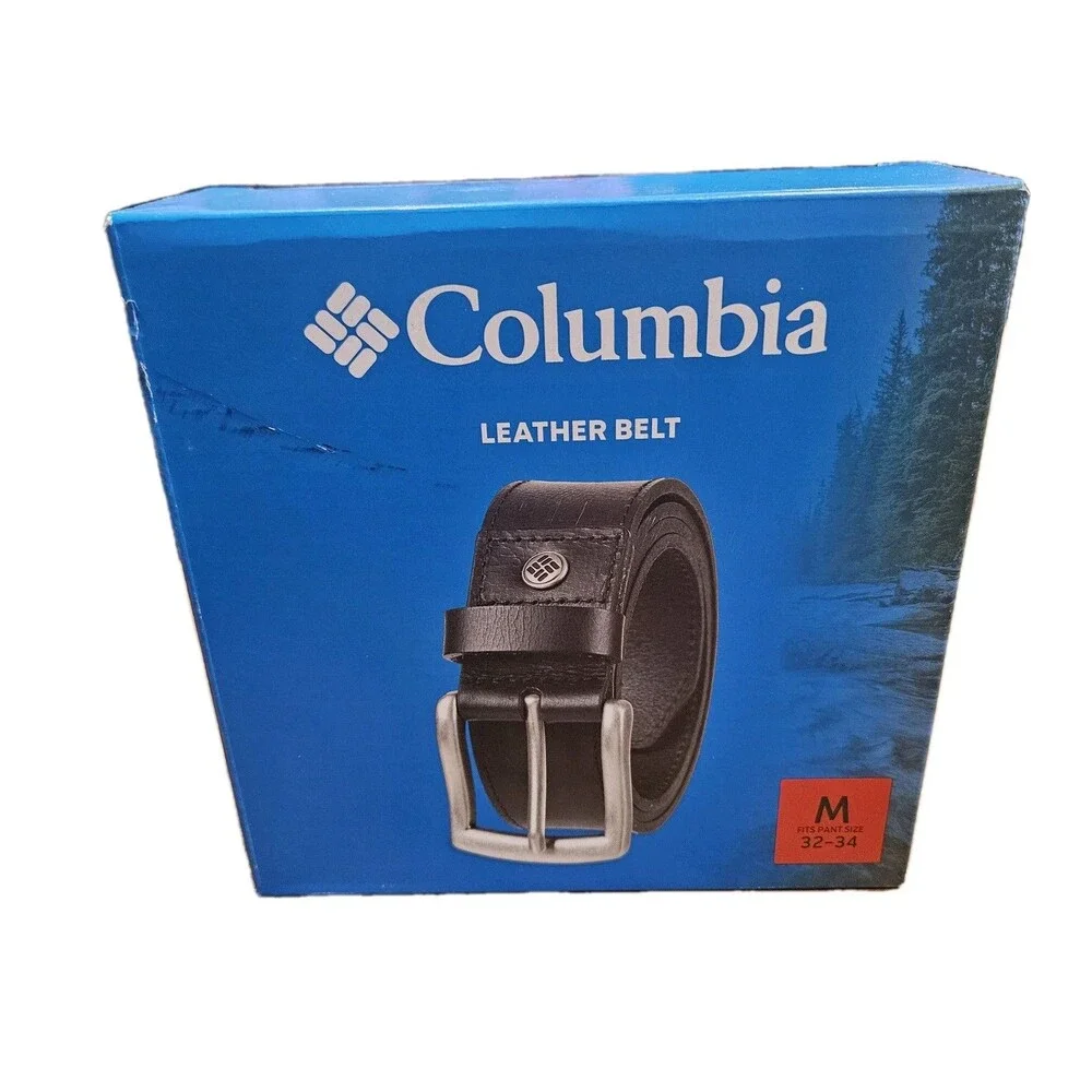 Columbia Men's Genuine Leather Belt, Black‎ M (32-34)
